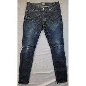 Hudson Women's Krista Super Skinny Jeans Distressed Dark Wash Blue Size 28